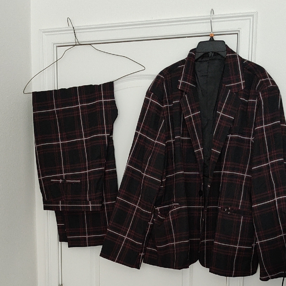 Plaid Blazer and Pants Set